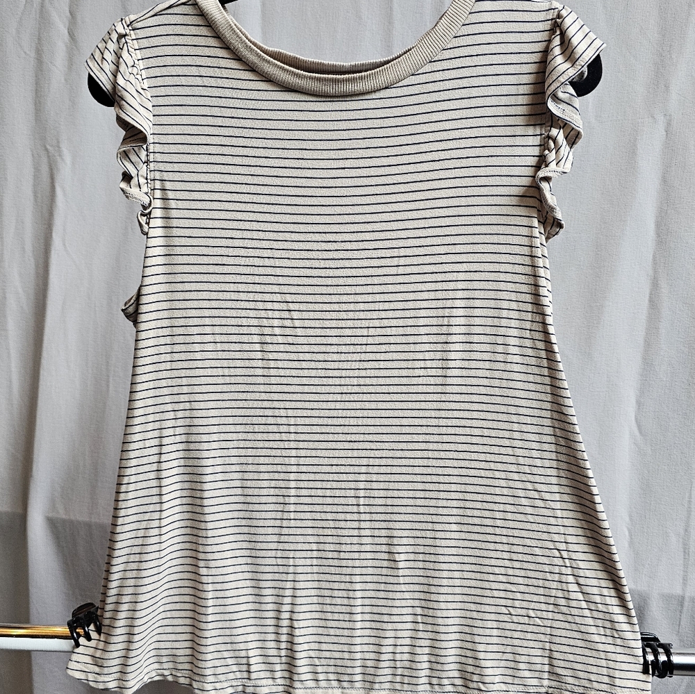 Beige and Black Striped Top